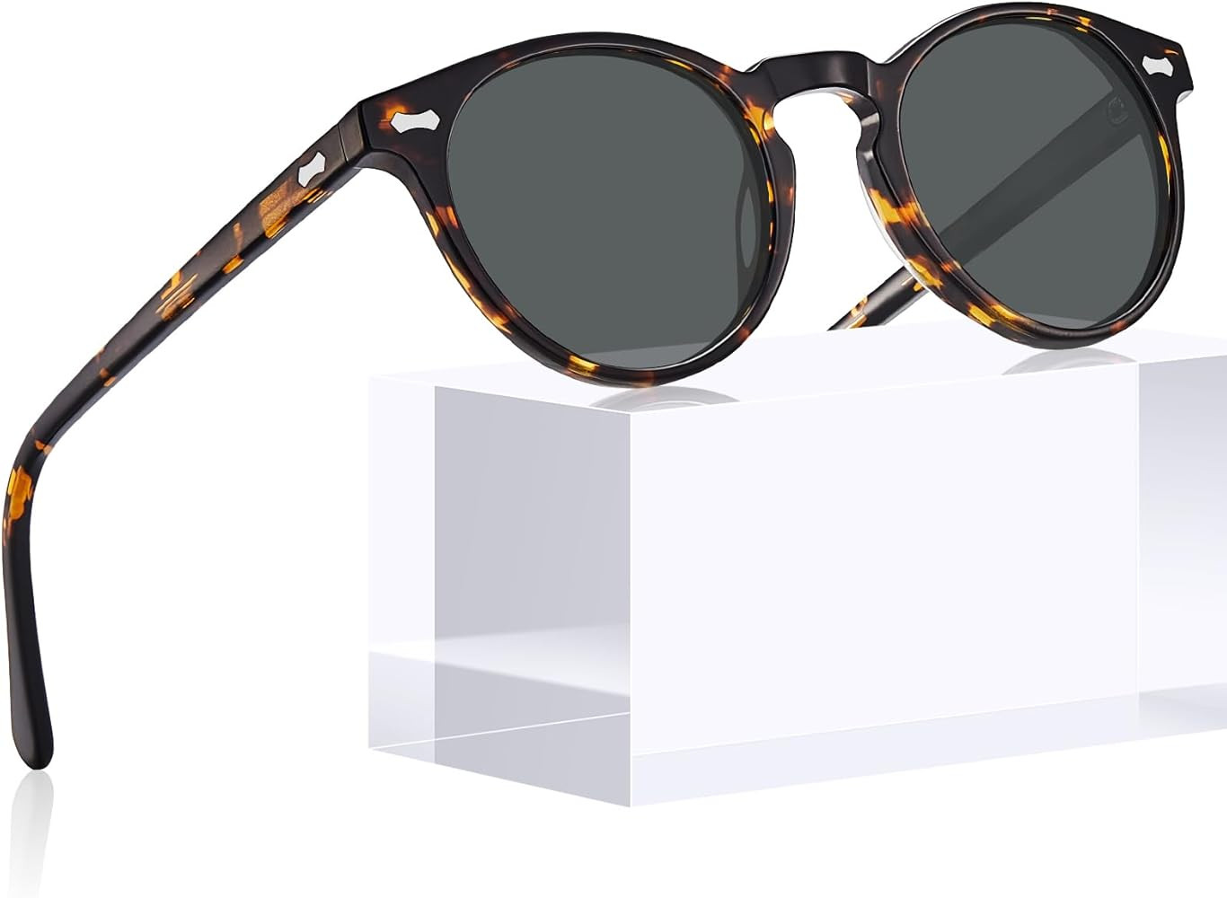 CARFIA Vintage Round Acetate Polarized Sunglasses for Women UV Protection CA5288 | Amazon (US)