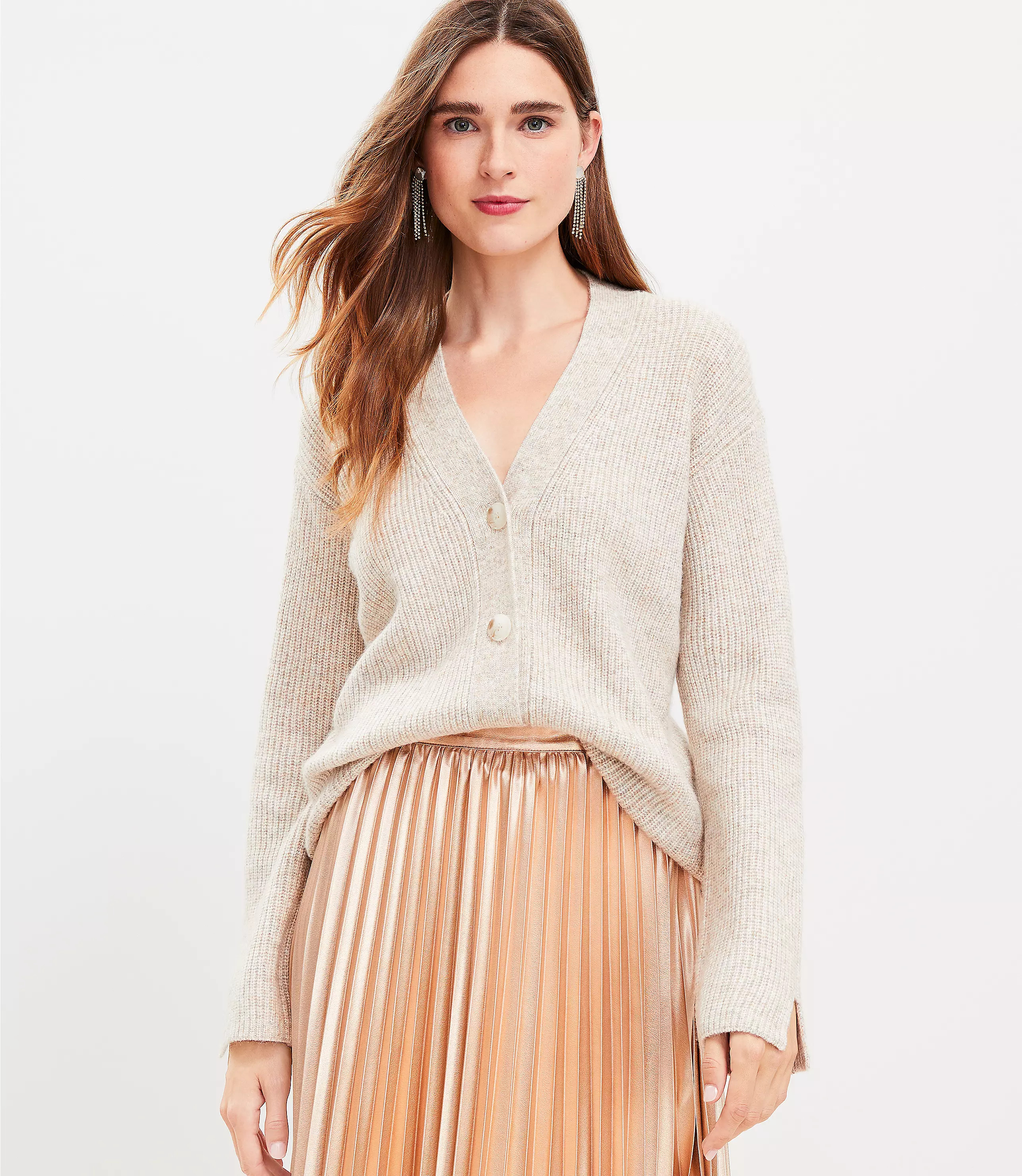 Ribbed V-Neck Cardigan | LOFT