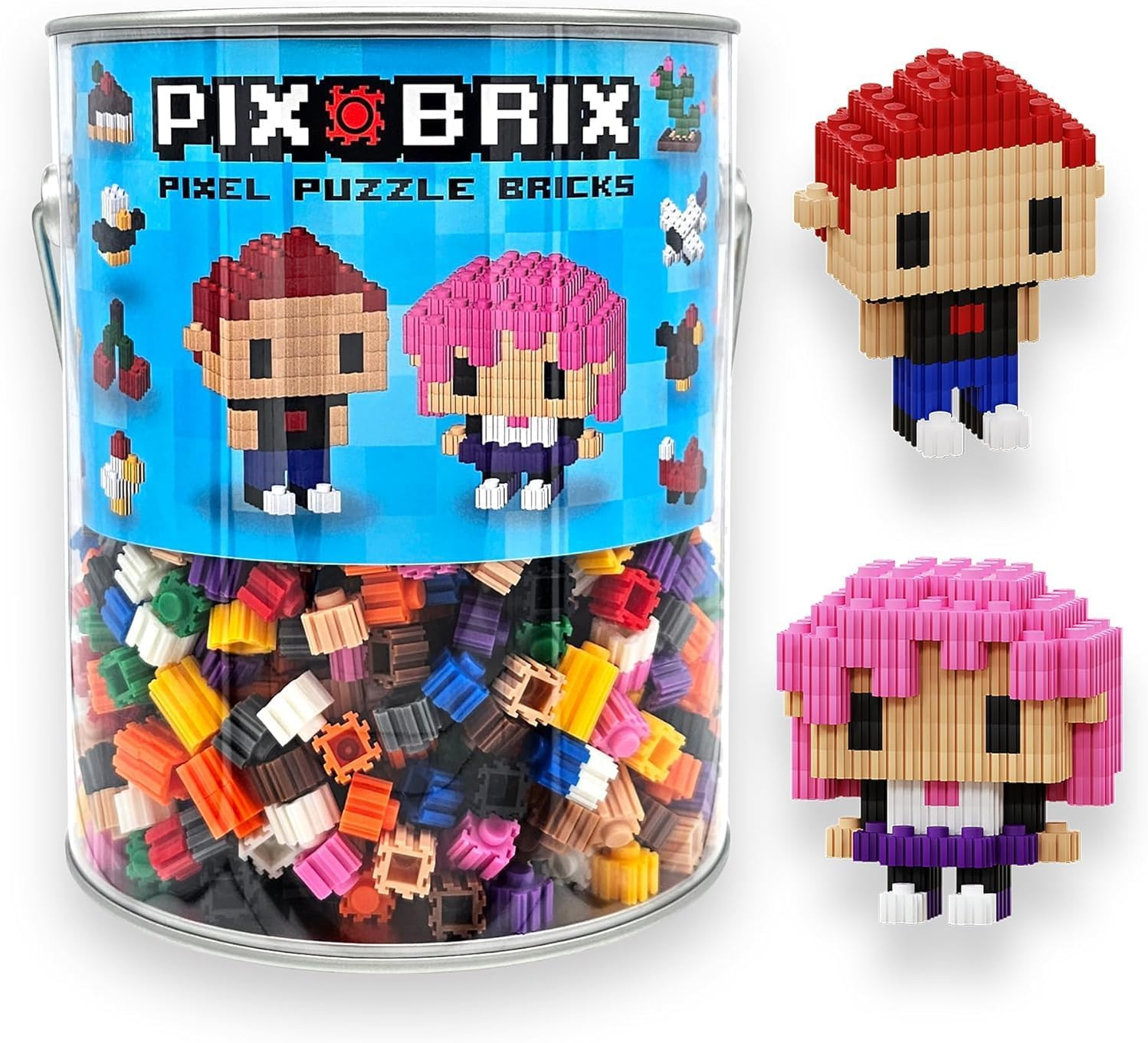 Pix Brix Pixel Puzzle Building Bricks Bucket - Dark Palette 12 Colors | Amazon (US)
