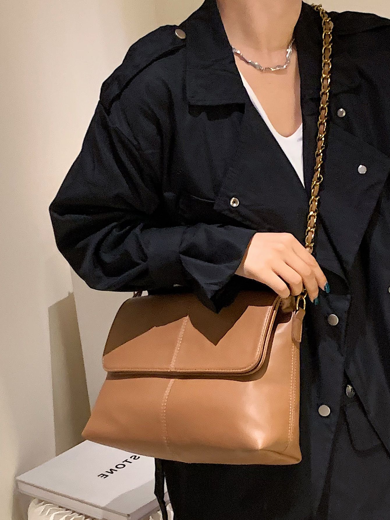 Minimalist Chain Flap Square Bag | SHEIN