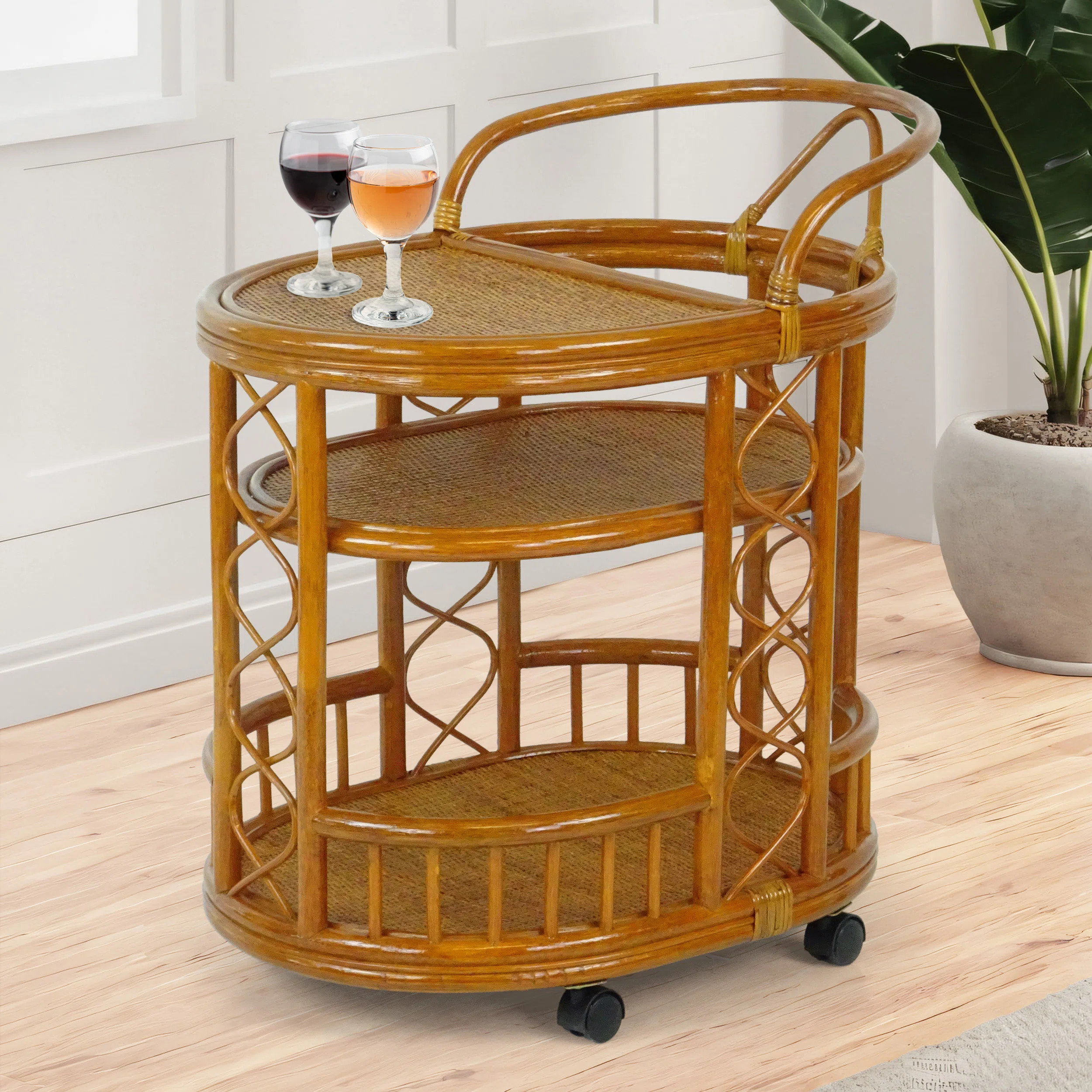 Ambrielle Rattan/Wicker Bar Cart | Wayfair North America