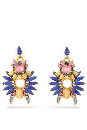 Elizabeth Cole Woman Gold-tone, Crystal And Stone Earrings Blue Size - | The Outnet Global