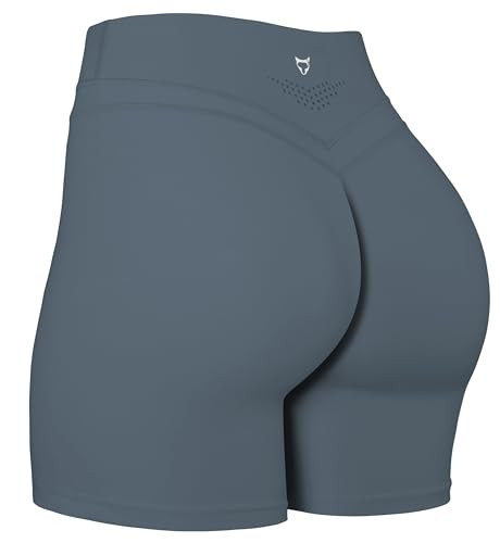 TomTiger Yoga Shorts for Women Tummy Control High Waist Biker Shorts Exercise Workout Butt Lifting Tights Women's Short Pants (Eucalyptus Green, M) | Amazon (US)