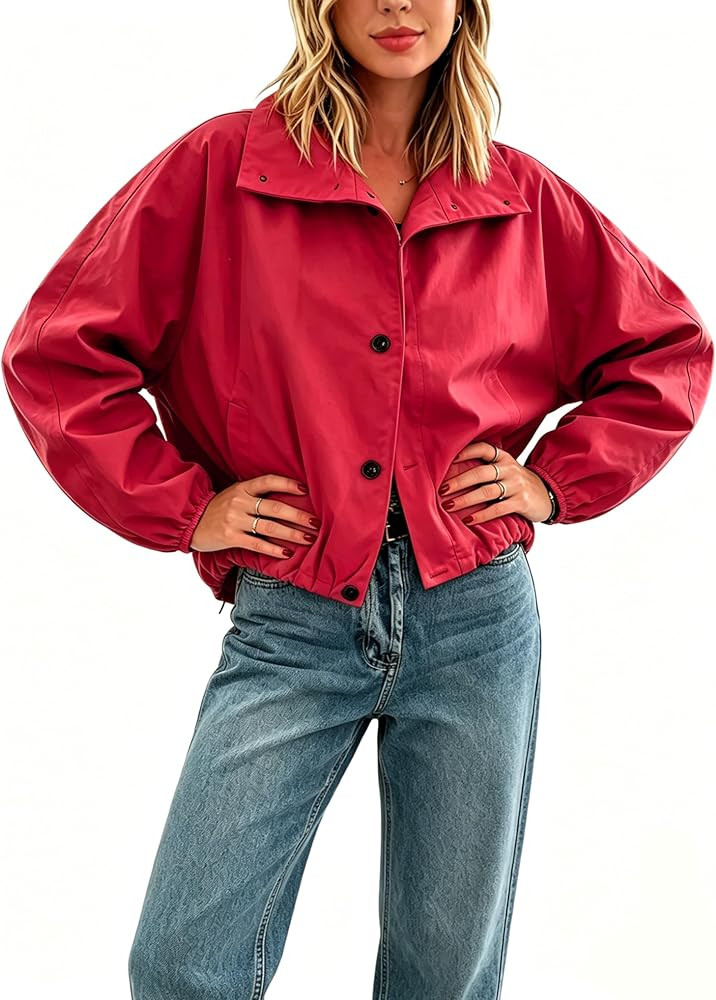 Megfie Womens Oversized Bomber Puff Jacket Windproof Waterproof Lightweight Raincoats Shacket Spr... | Amazon (US)
