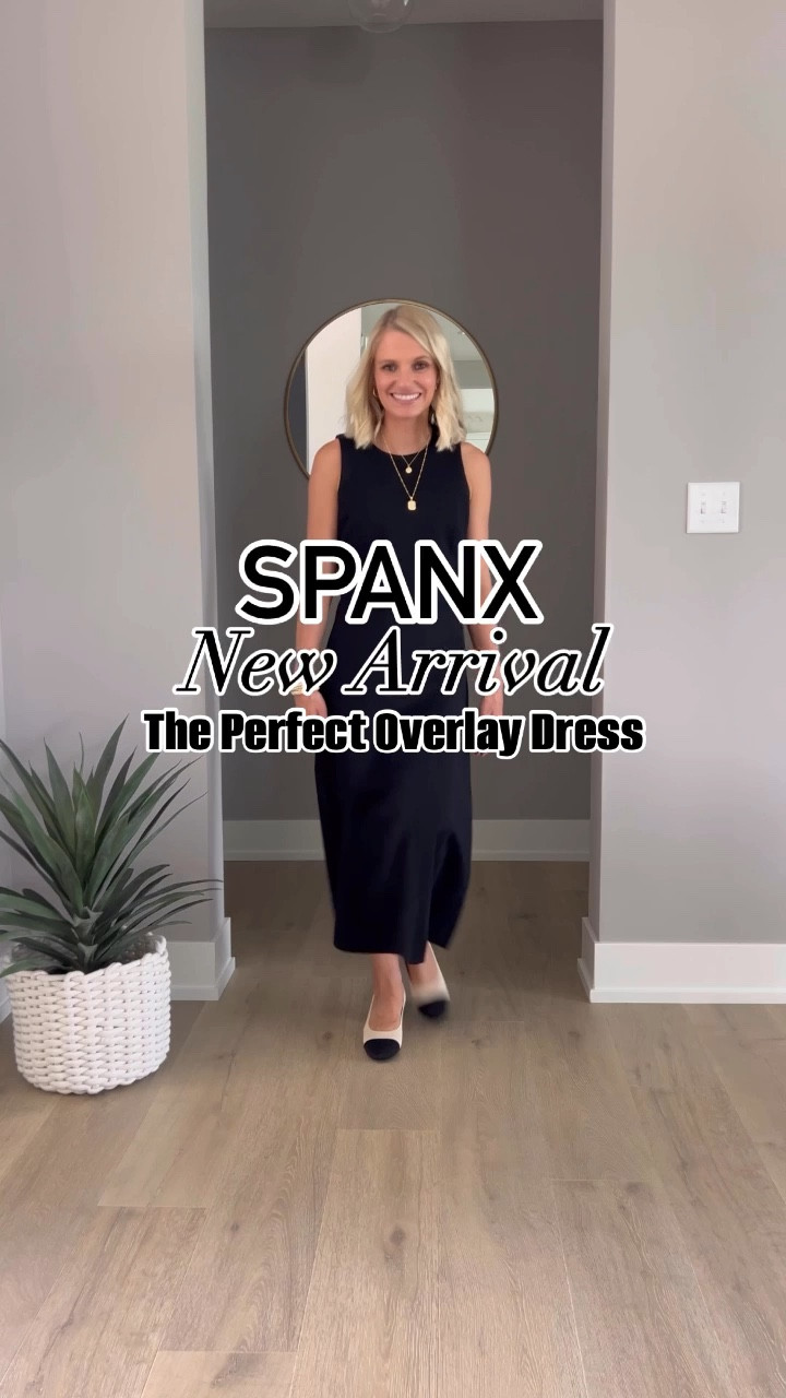 Spanx new arrival! The perfect overlay dress is a great LBD addition to your wardrobe. I’m wearing an xsmall. I’m 5’1  
Use code: THRIFTYWIFEXSPANX for 10% off at Spanx! 

#LTKWorkwear #LTKSeasonal #LTKStyleTip