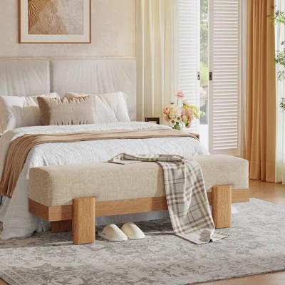 55" Upholstered Entryway Bench with Padded Seat, Shoe Bench for Bedroom or Living Room | Wayfair North America