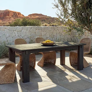 Solid Wood Outdoor Dining Table 84", Black Walnut Color Kitchen Table Dining Table for 6-8,Patio ... | Bed Bath & Beyond
