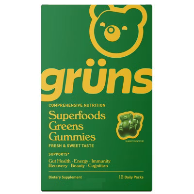 Grüns Adult Low Sugar Superfoods Greens Gummies - 96ct/12 Servings | Target