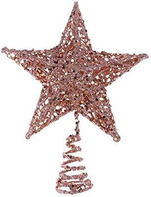 PRETYZOOM 20cm Christmas Tree Iron Star Topper Glittering Christmas Tree Decoration Ornaments (Ro... | Amazon (US)