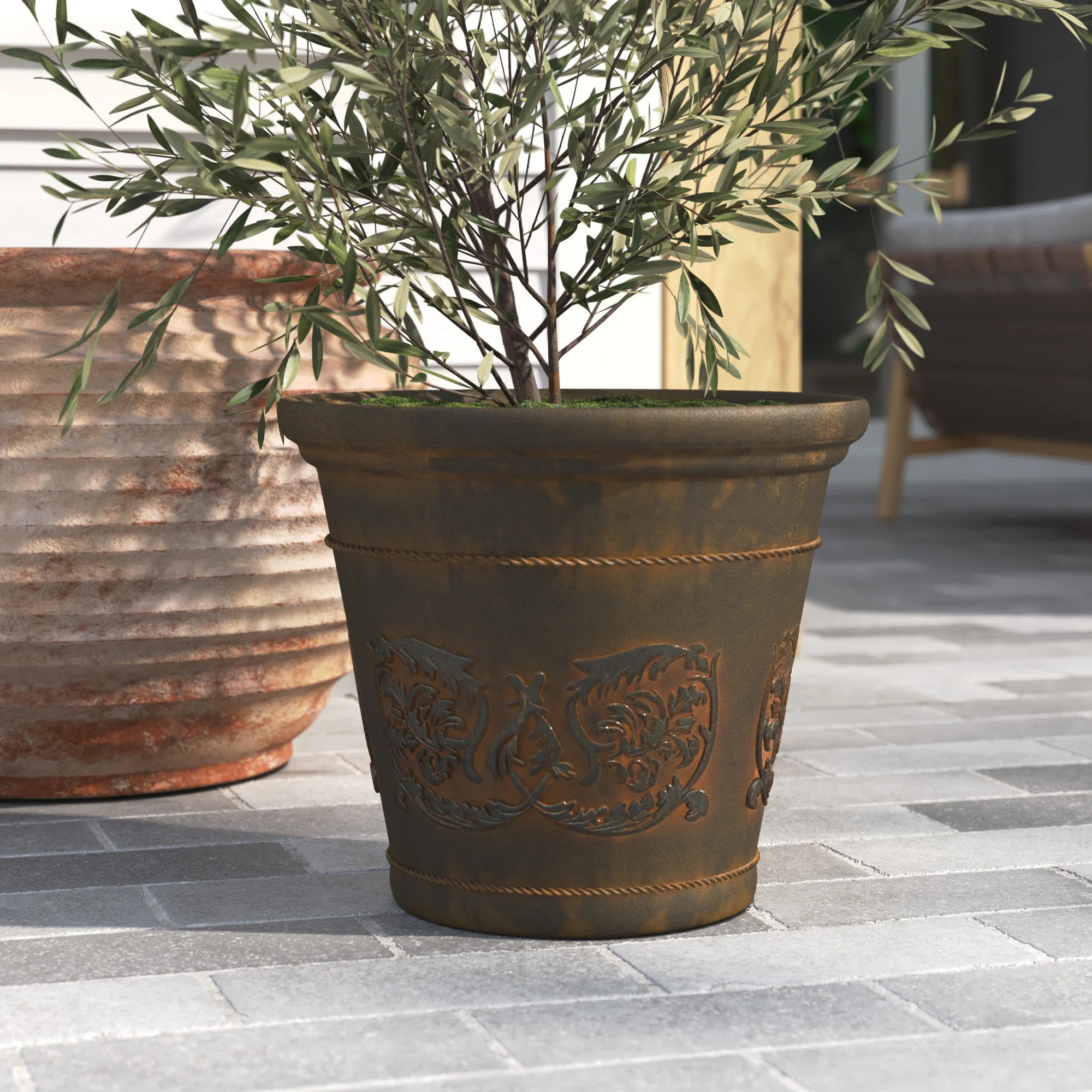Kehlani 19.5" x 19.5" x 17.5" Round Sable Polyresin Outdoor Planter Pot - Weathered Sable | Wayfair North America