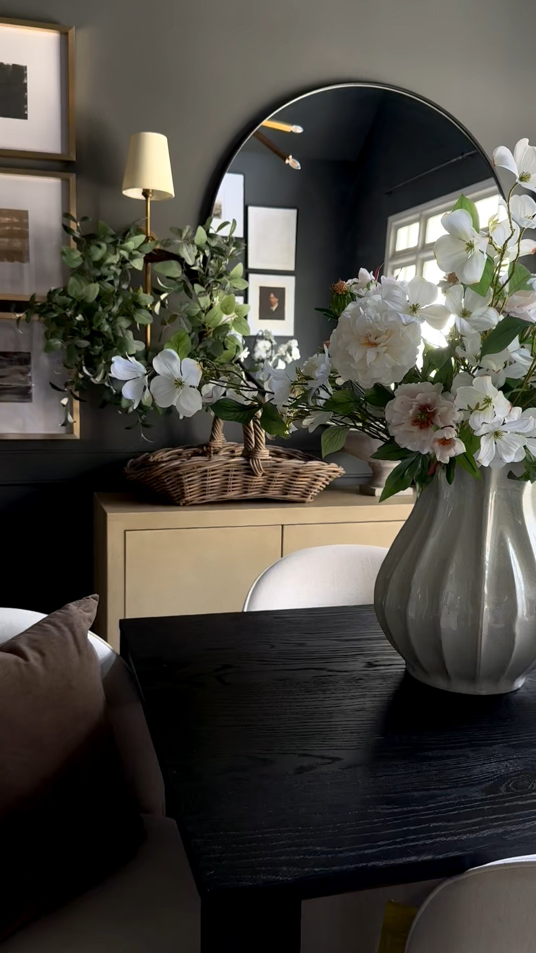 Guys. This is all from TARGET!!!! Eekkkk!!! 

Here’s the recipe:
6 dogwoods
6 white peonies
8 peach peony 
6 scabiosa