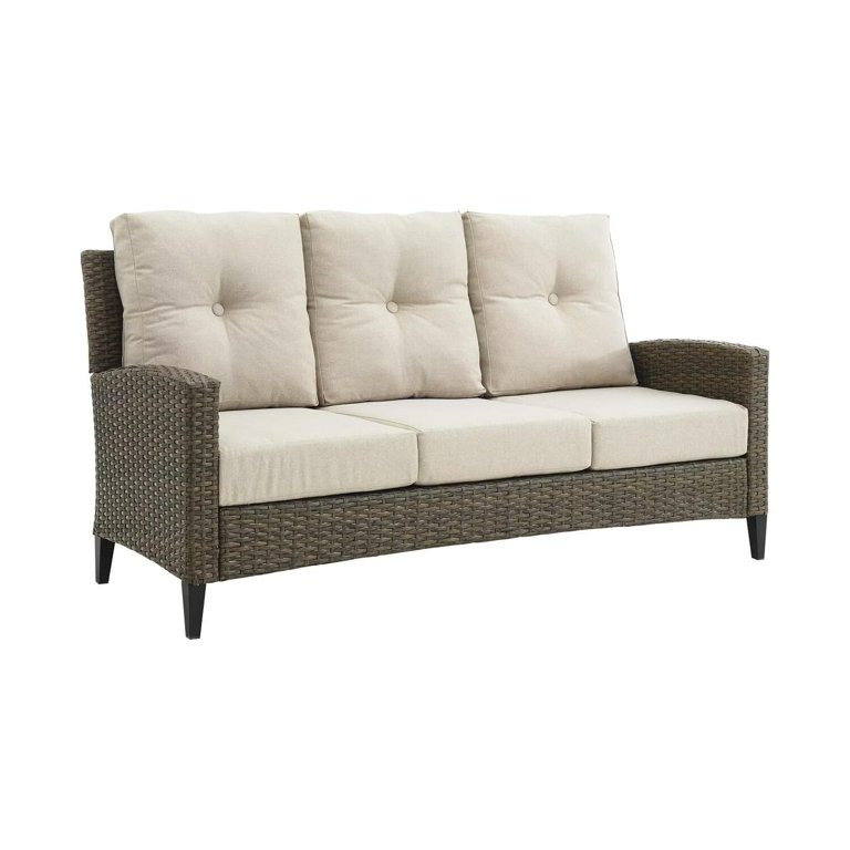 HomeStock Urban Oasis Outdoor Wicker High Back Sofa Oatmeal/Light Brown | Walmart (US)