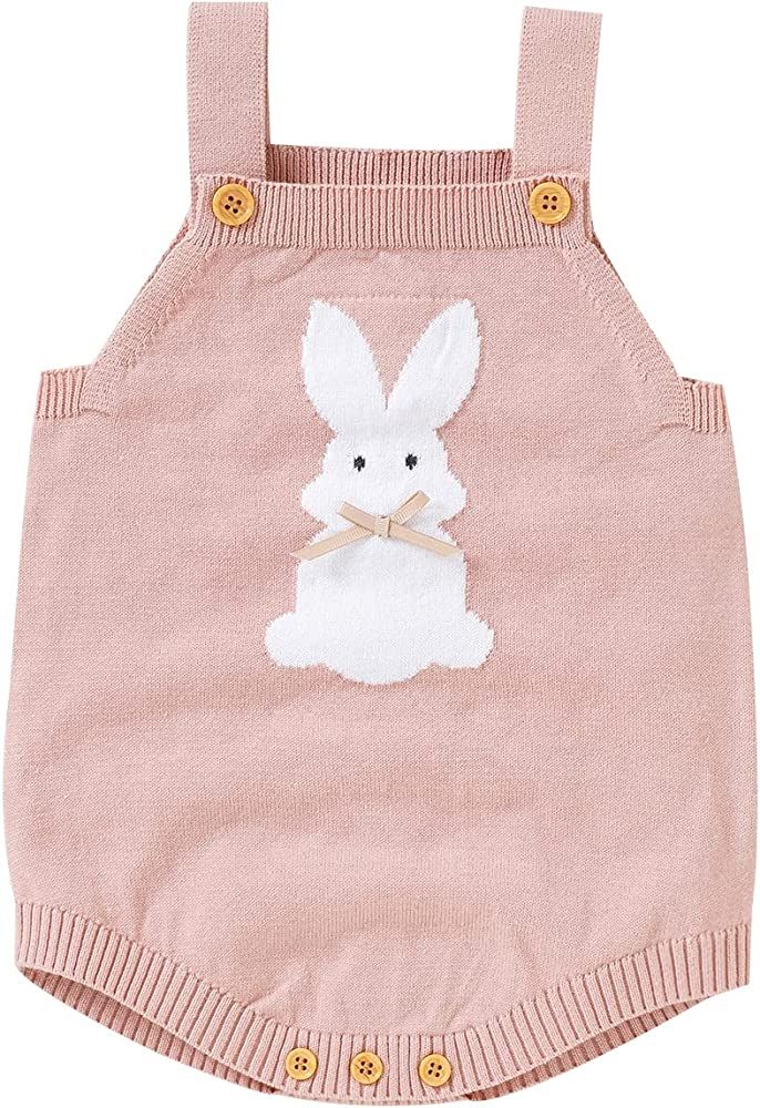 MoZiKQin Baby Girl Boy Easter Bunny Romper Sleeveless Knitted Bodysuit Jumpsuit My 1st Easter Out... | Amazon (US)