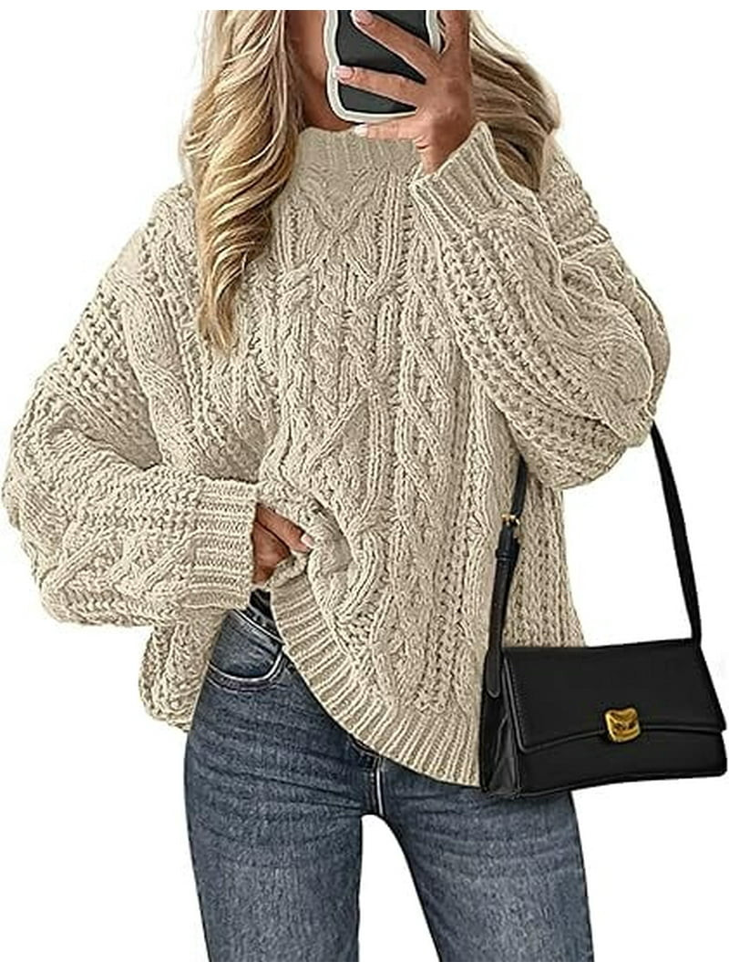 PRETTYGARDEN Women's Oversized Fall Sweaters Casual Long Sleeve Crewneck Chunky Cable Knit Pullov... | Walmart (US)