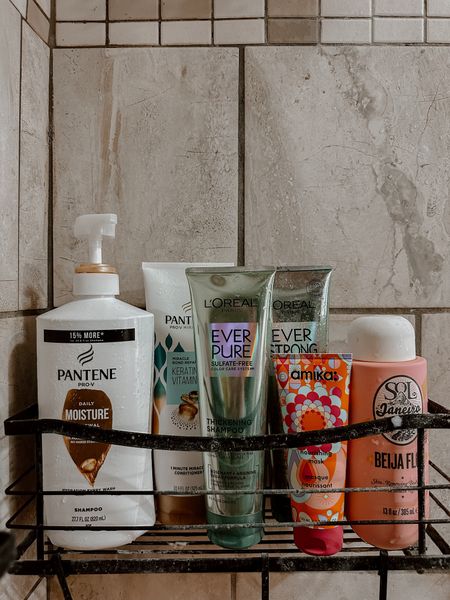 My drugstore shower line up recently! I go back and forth between the Pantene and the L’Oréal each time! Lately I have been washing ever 3ish days! I will occasionally use Amika hair mask after pool days for extra moisture! 

#LTKBeauty #LTKU