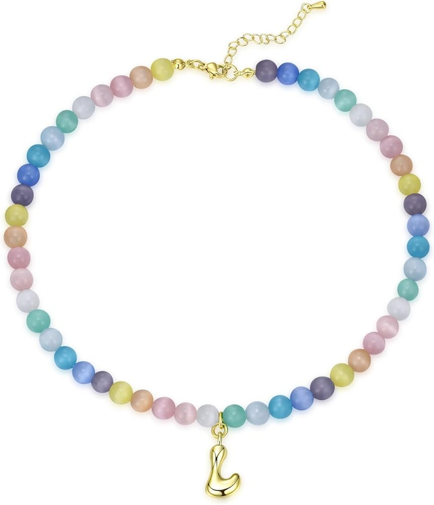 Easter Basket Stuffers Gifts Colorful Beaded Initial Choker Necklace for Women Trendy Stuff Daint... | Amazon (US)