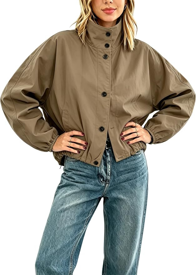 Megfie Womens Oversized Funnel Neck Bomber Puff Jacket Windproof Waterproof Lightweight Shacket S... | Amazon (US)