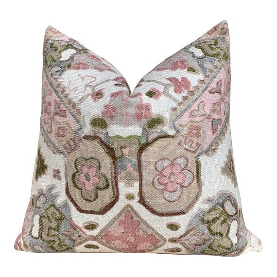 Thibaut Persian Caret Pillow Blush. Lumbar Pink Pillow // | Etsy | Etsy (US)