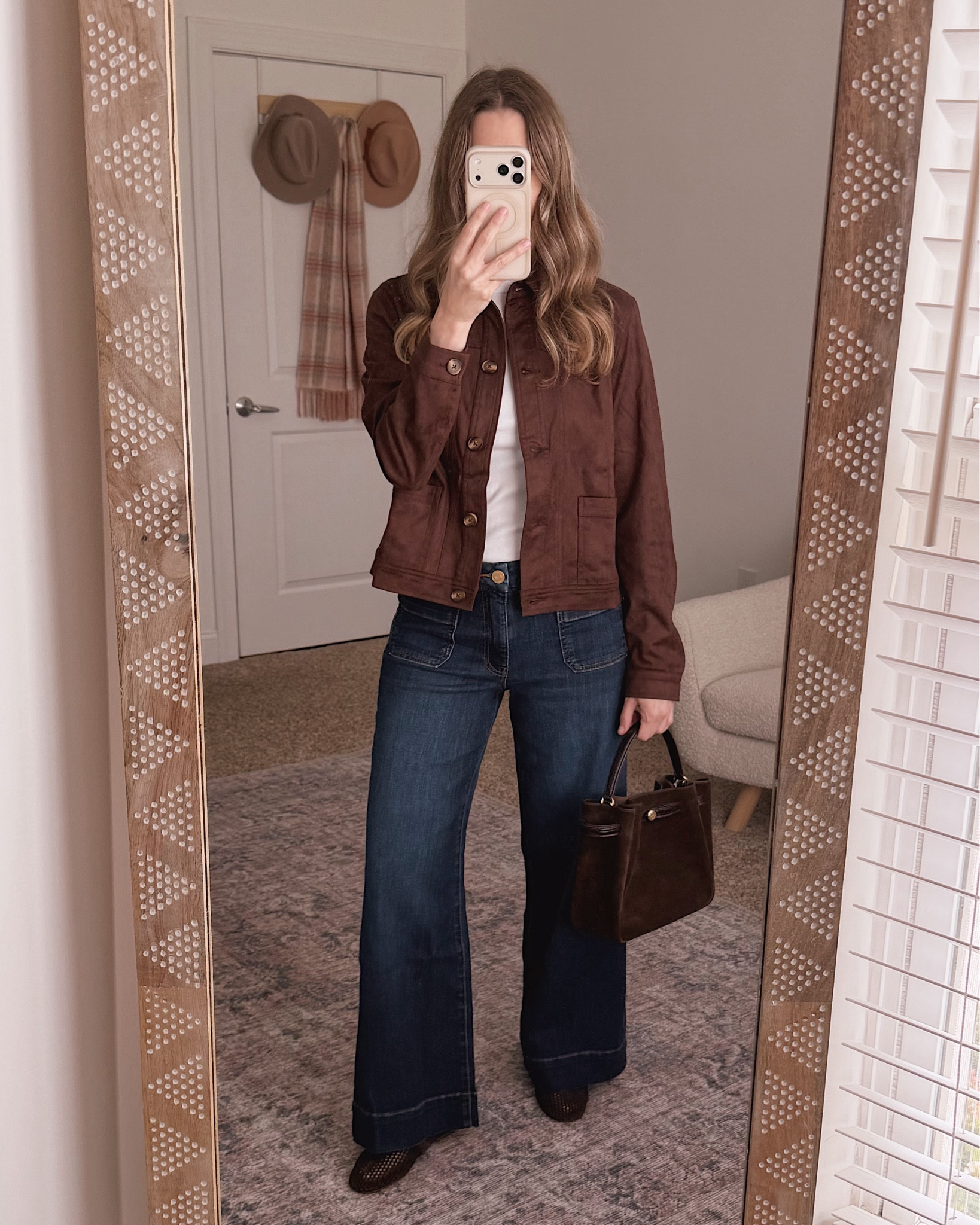 Nothing better than chocolate brown and dark denim. These patch pack jeans are some of the best in the sale and they're under 100! Petite, friendly and curve approved. They are soft and comfy.! 

 #LTKSeasonal #LTKOver40 #LTKSaleAlert