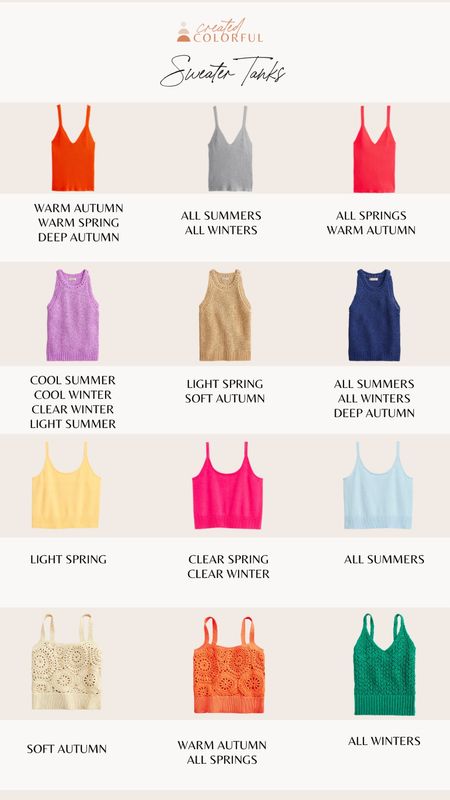 I love the classic but fun twist that a sweater tank brings! I bought mine from Boden, and here are some other options for our other palettes! 

#LTKFind #LTKSeasonal