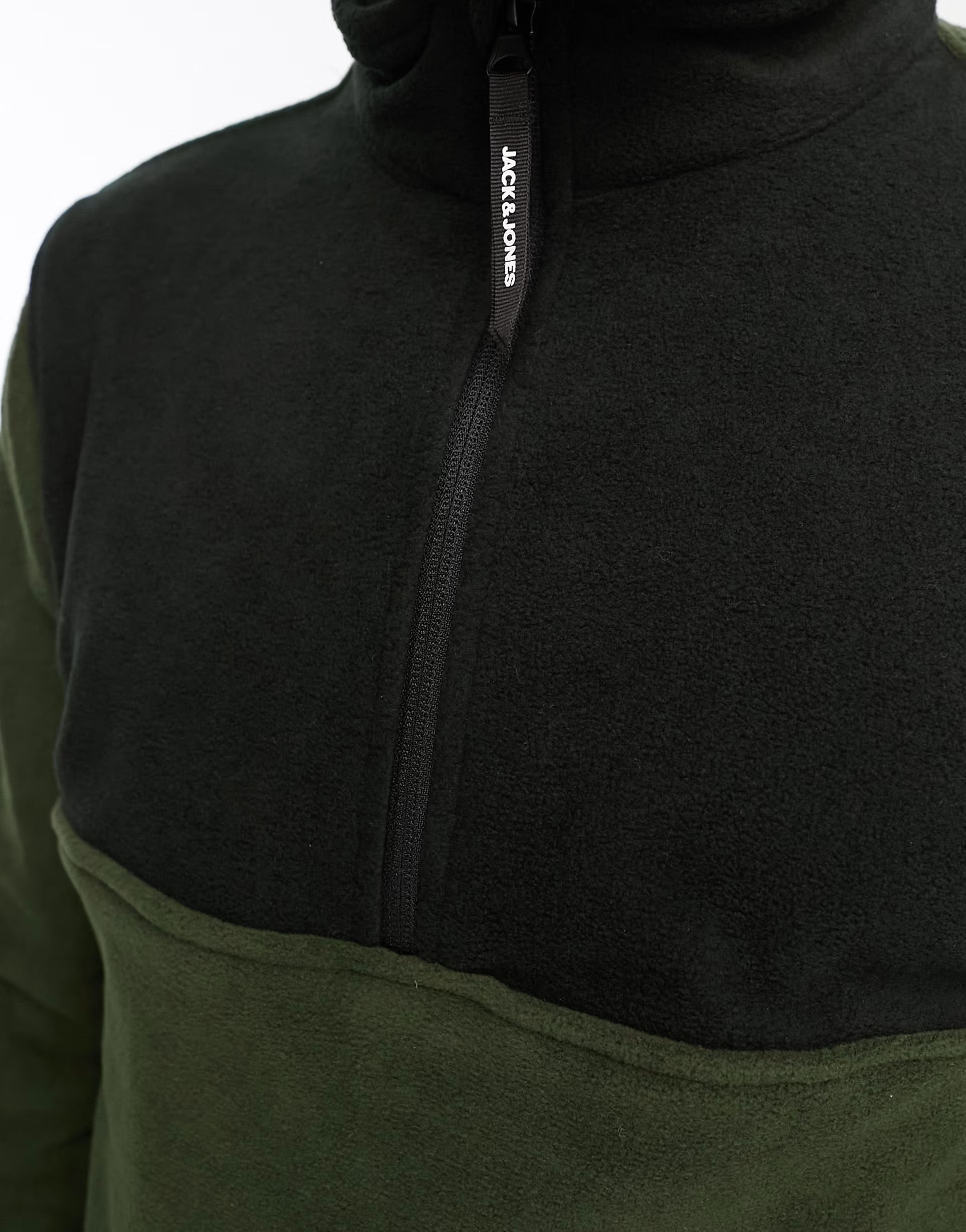 Jack & Jones Originals fleece jacket with contrast color block in khaki | ASOS (Global)