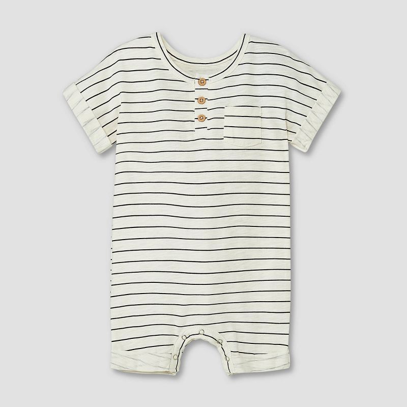 Grayson Mini Baby Boys' Striped Henley Romper - Cream | Target