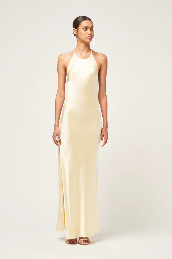 HUDSON BIAS CRYSTALLINE MAXI DRESS - PALE YELLOW | Michael lo Sordo