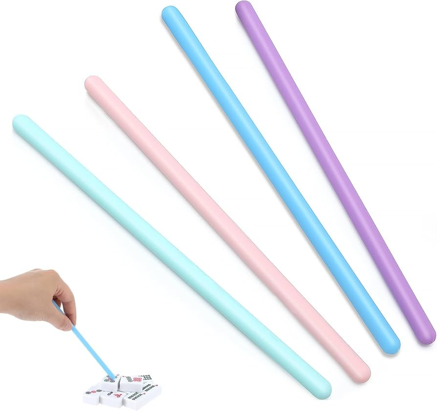 4 Pcs Mahjong Tile Takers Silicone Tile Grabbers Sticks Helps to Reach Pass Pick up Mahjong Acces... | Amazon (US)