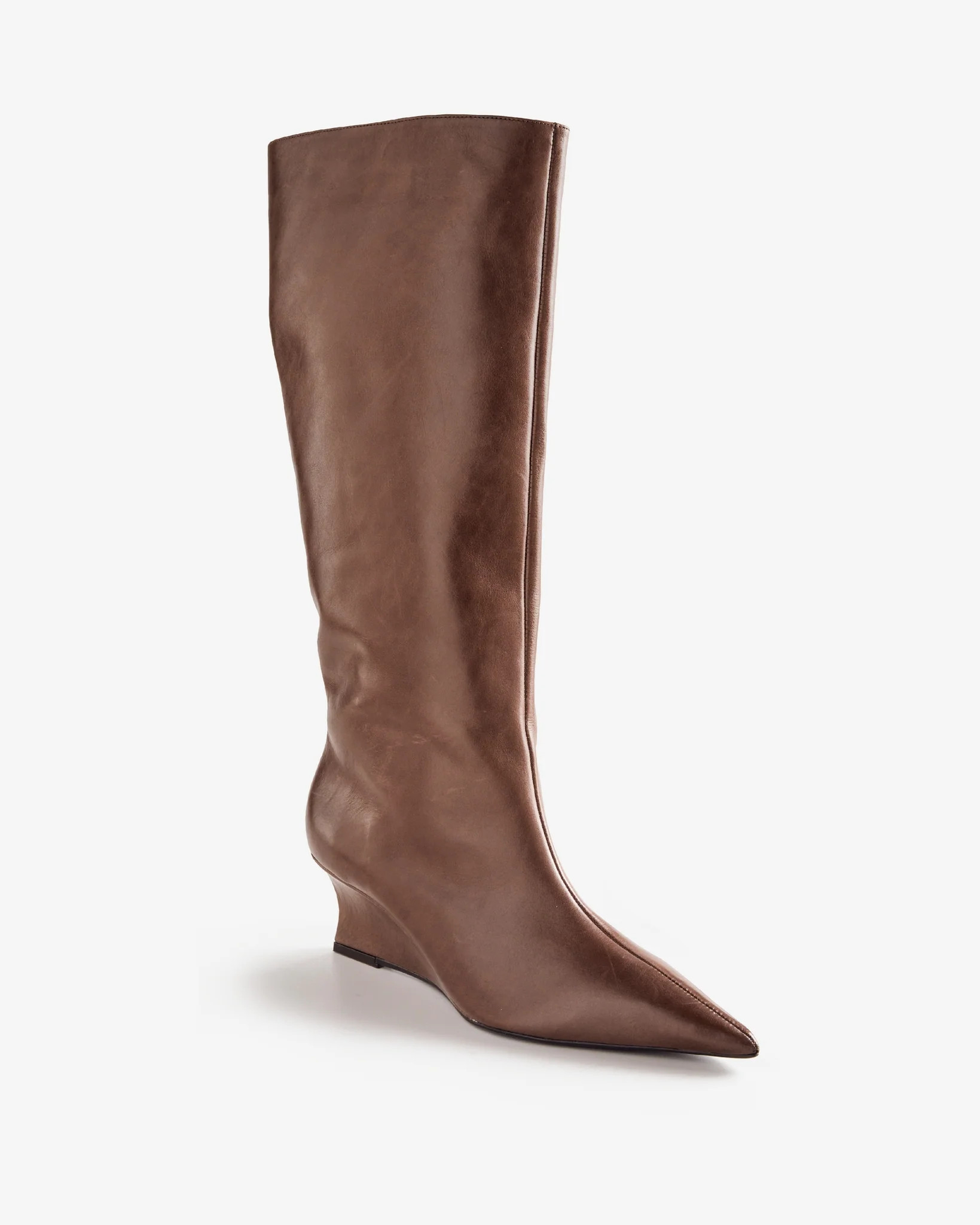 Arezzo Wedge Heel To The Knee Boot - Brown | Boston Proper