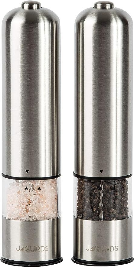 Electric Salt and Pepper Grinder Set - Automatic, Refillable, Battery Operated Stainless Steel Sp... | Amazon (US)