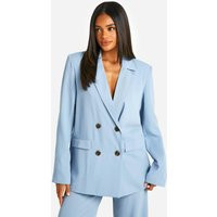 Womens Oversized Double Breasted Tailored Blazer - Blue - 2 | boohoo (US & Canada)