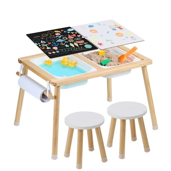 VEVOR Sensory Table and Chairs Set, Toddlers Activity Table with 2 Stools, 2 Storage Bins & Paper... | Walmart (US)
