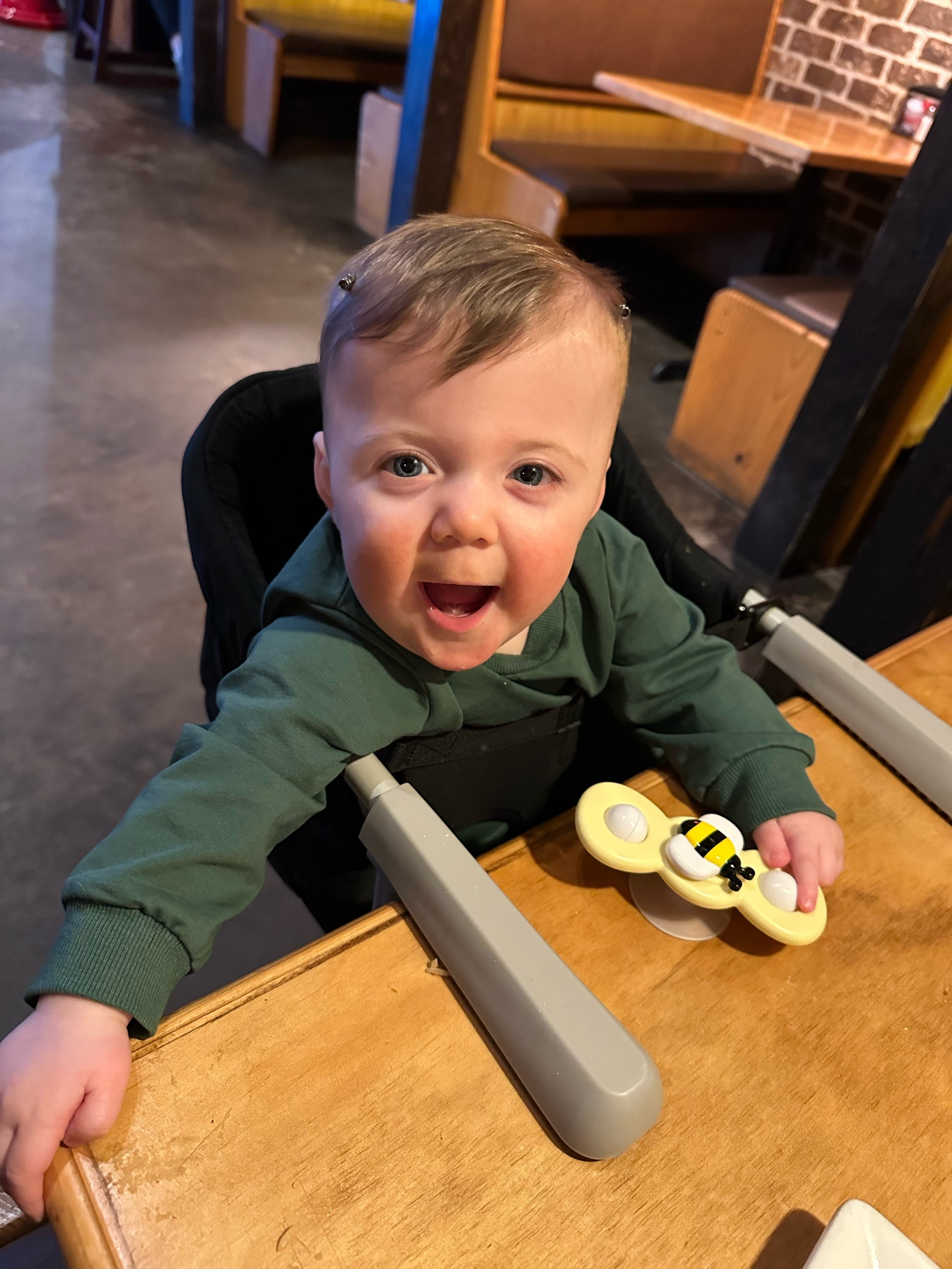 This clip on high chair is one of our favorite purchases. The restaurant high chairs are usually too low for the tables and this one is always perfect and more comfortable for our baby! It also comes with a removable tray which we love. We also love all the section toys for our out to eat dinner nights!! 

#LTKFamily #LTKBaby #LTKKids