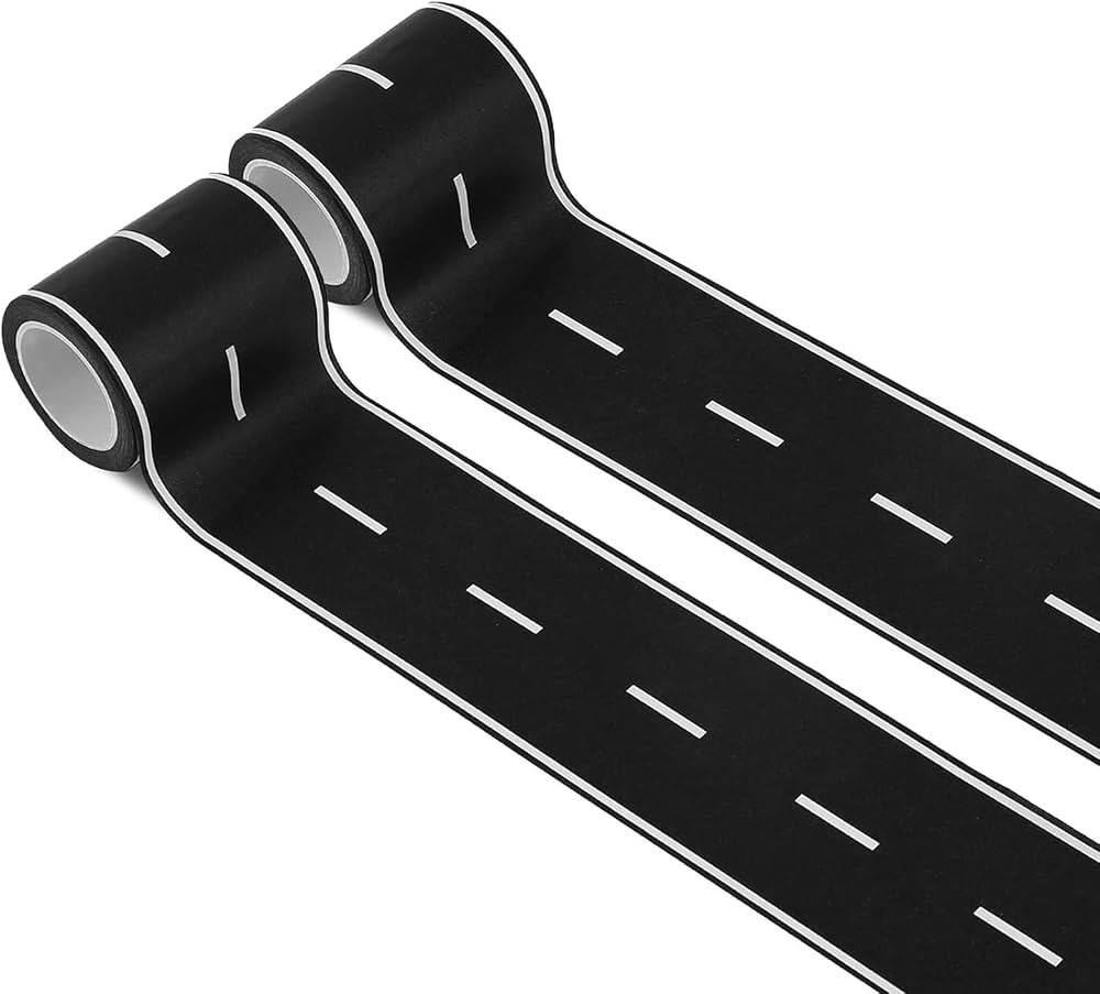 2 Pack 32.8 ft x 2in. Black Roadway Track Tape, Road Tape for Toy Cars, Sticks to Flat Surfaces, ... | Amazon (US)