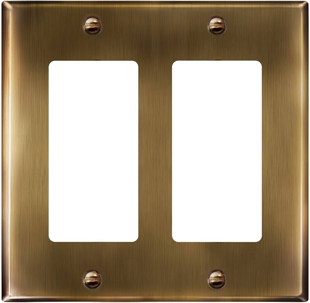 ENERLITES Double Decorator Switch or Receptacle Metal Cover Plate, Stainless Steel Wall Plate, Co... | Amazon (US)