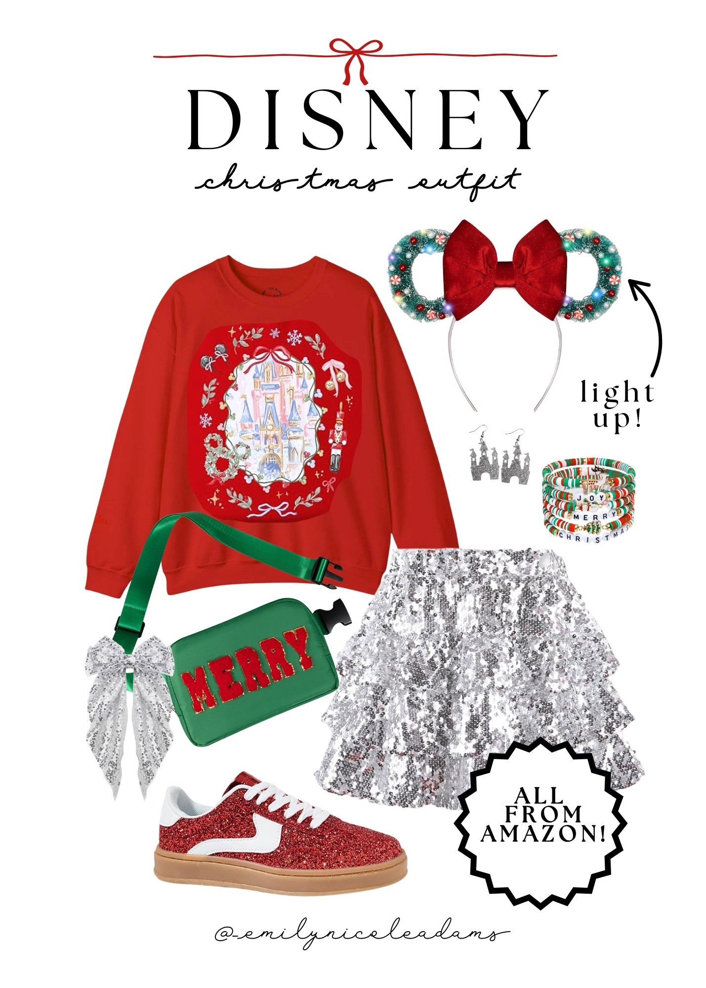 Amazon Disney Christmas Outfit ❤️💚 Amazon Disney, Disney style, Disney outfit; Disney creator, Disney Magic, Disney castle, Disney addict, Disney Christmas, Disney Christmas, Disney Christmas outfit, amazing gift guide 

#LTKSeasonal #LTKHoliday #LTKGiftGuide