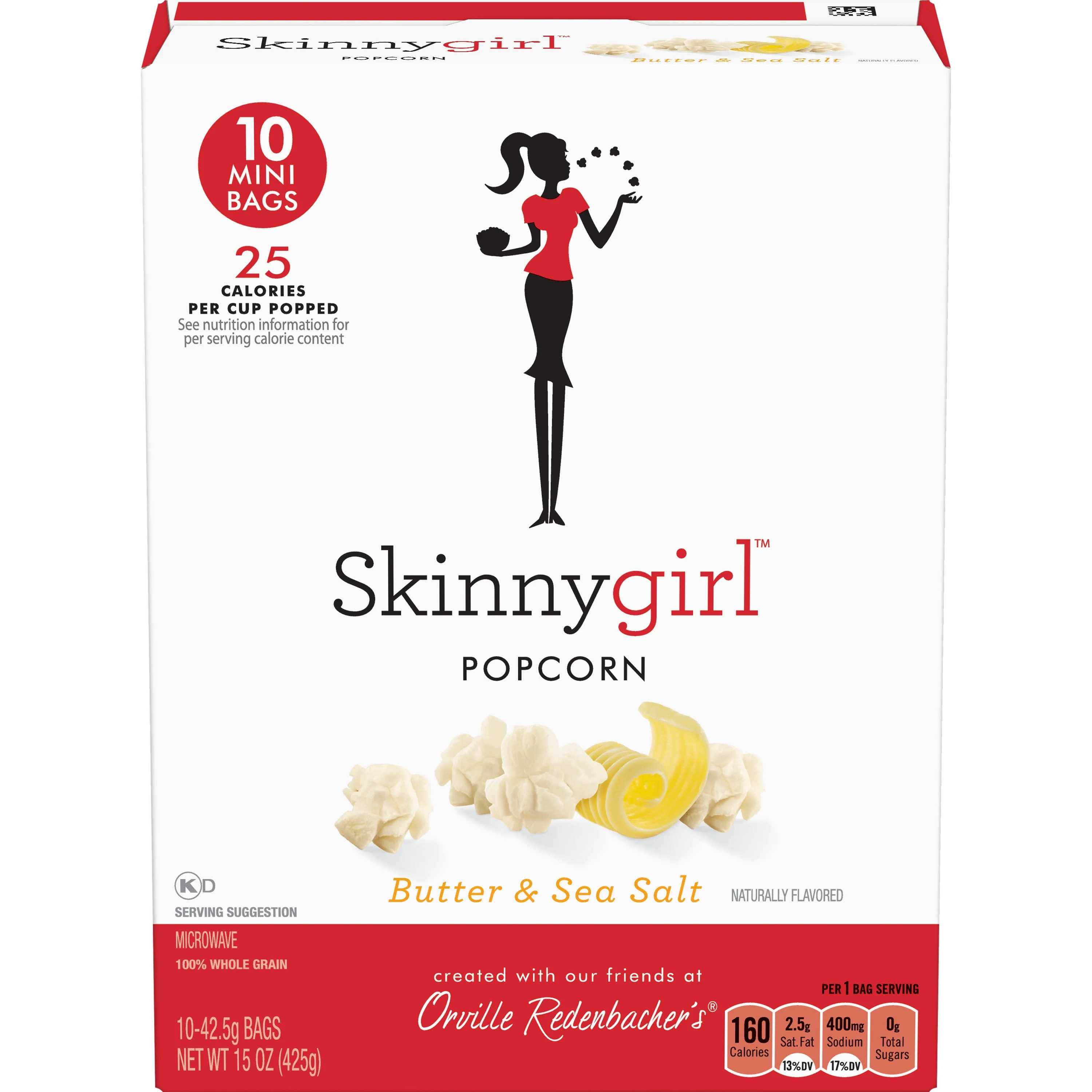 Skinnygirl Butter & Sea Salt Microwave Popcorn 1.5 Oz 12 Ct | Walmart (US)
