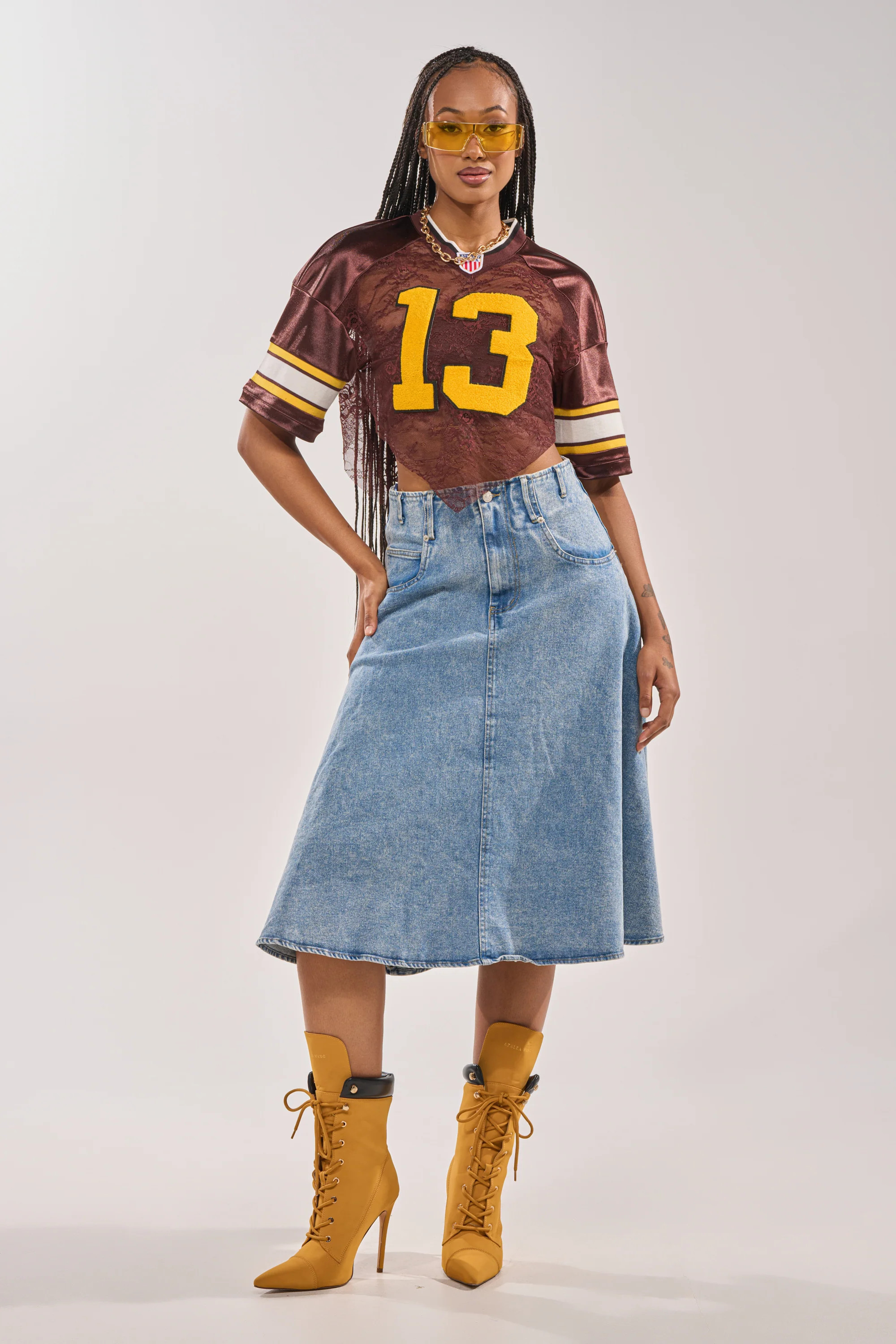 BRITNEY MIDI DENIM SKIRT | AKIRA