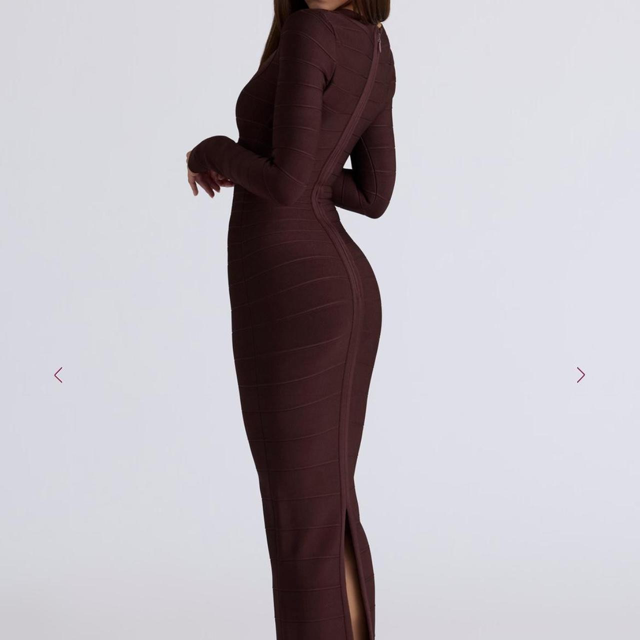 House of CB Women's Bodycon Dress - Brown/Burgundy - M | Depop US