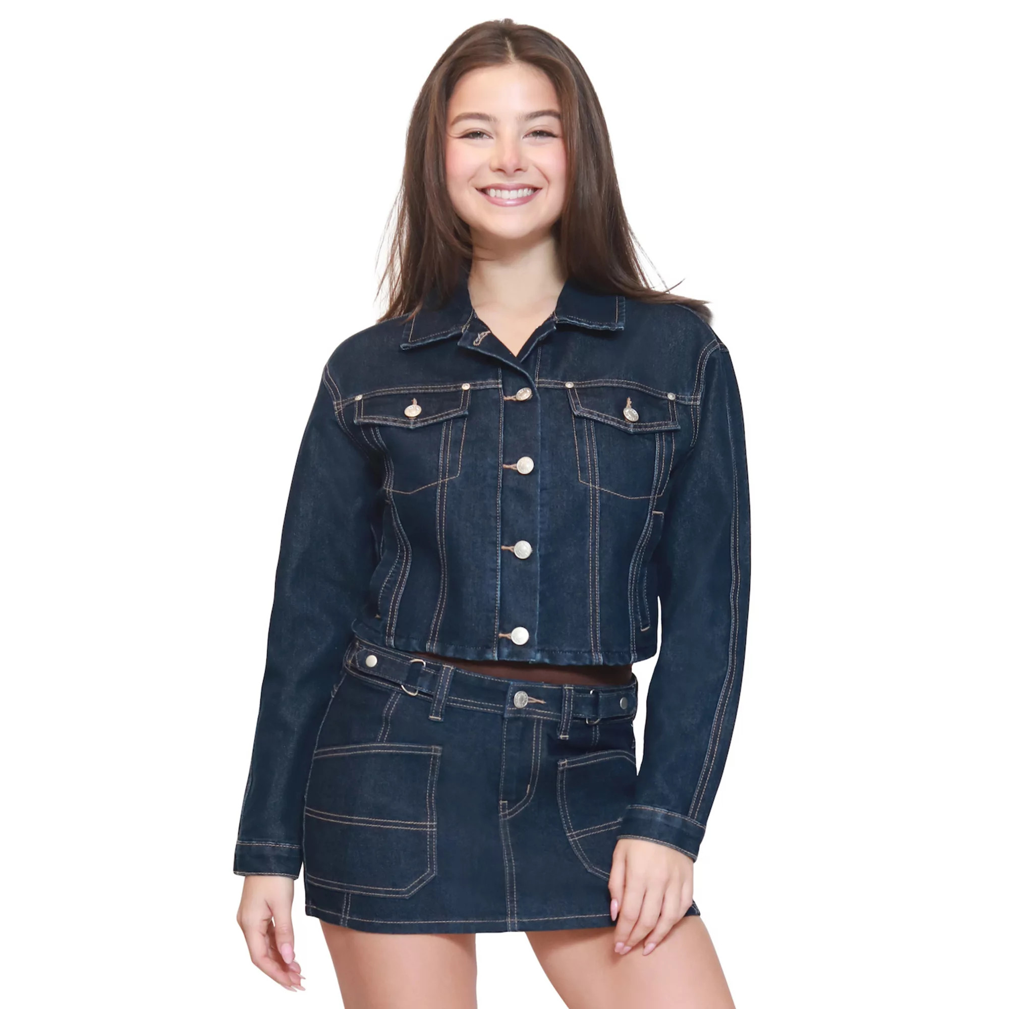 Juniors' madden girl Oversized Cropped Denim Jacket | Kohl's