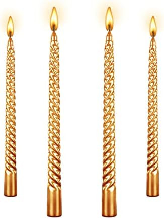4 piecesTall Metallic Taper Spiral Taper Candle Candles - 16 Inch Metallic, Dripless,wist Taper C... | Amazon (US)