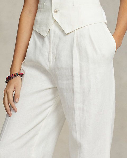 Pleated Linen Trouser | Ralph Lauren (UK)
