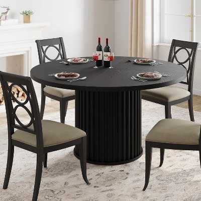 CuisinSmart 47 Inch Round Dining Table for 4-6, Black Mid Century Modern Dinner Tables for Dining Room, Living Room, Lunch | Target