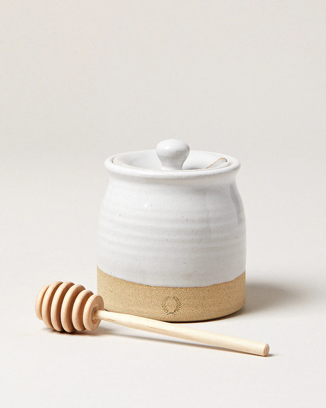 Beehive Honey Pot with Wooden Dipper | Farmhouse Pottery