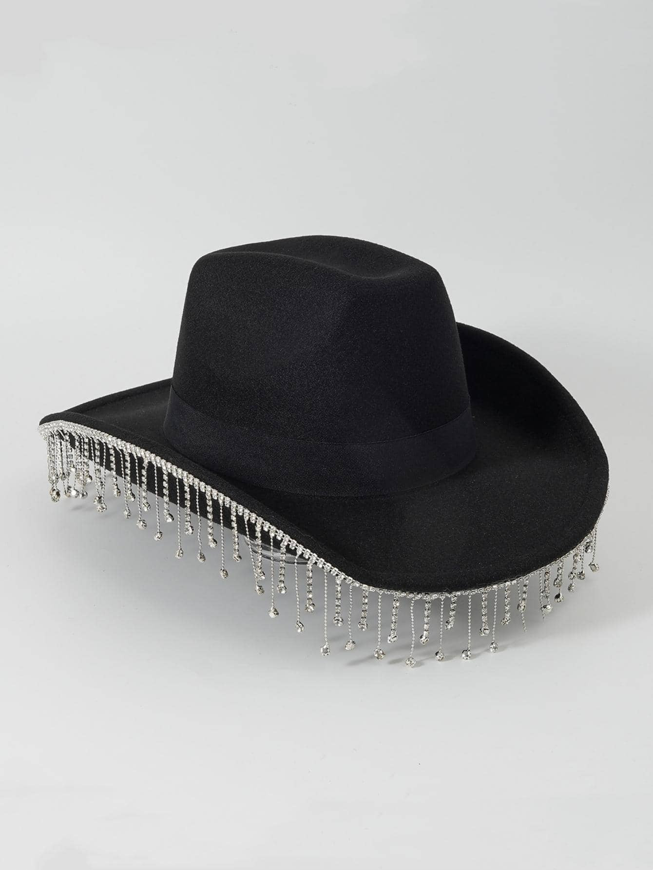 1pc Women Rhinestone Tassel Decor Cowboy Fedora Hat For Party | SHEIN