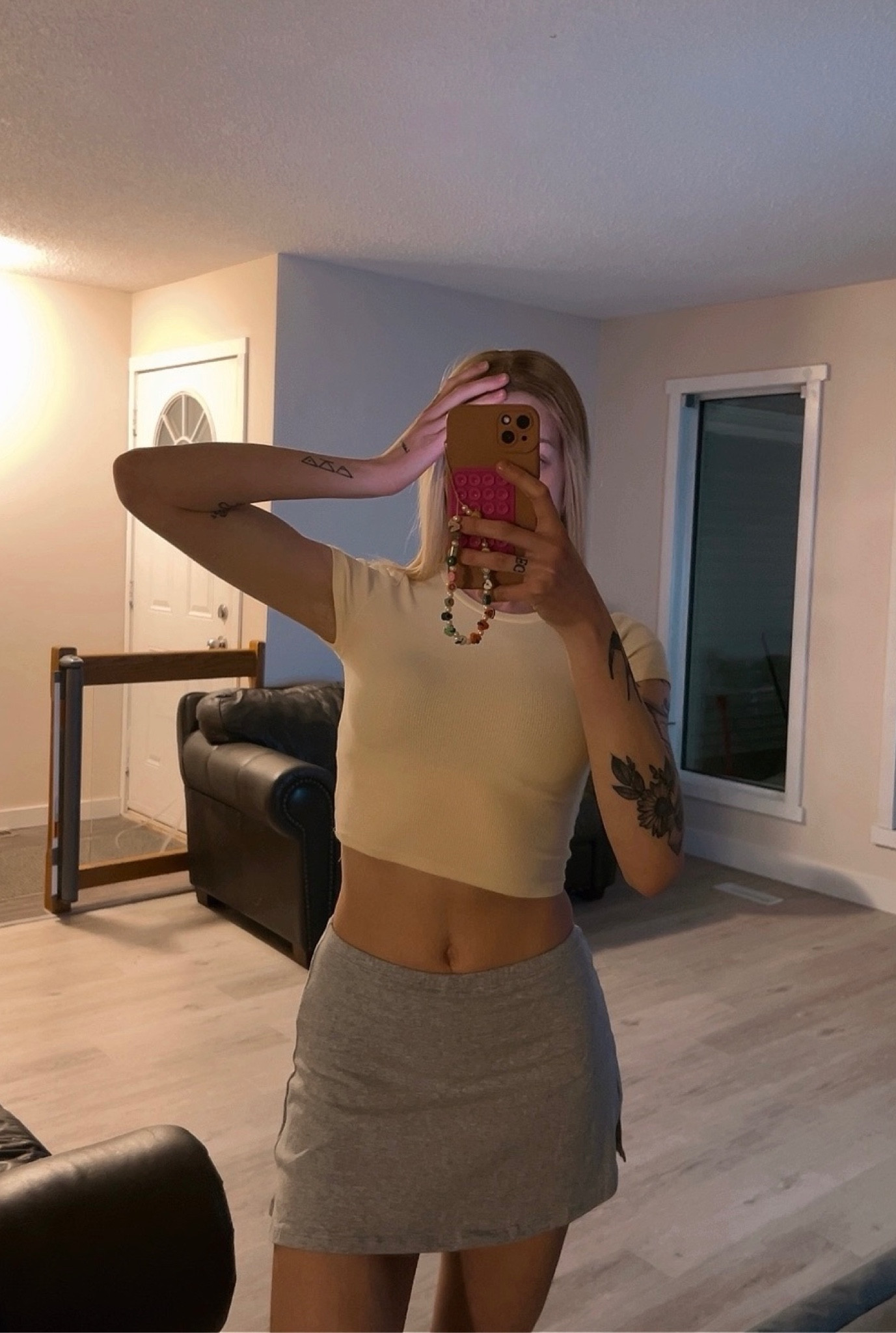 Couldn’t link the skort - it’s from White Fox Boutique. 
It is the West Coast Love Mini Skort in the size XS 