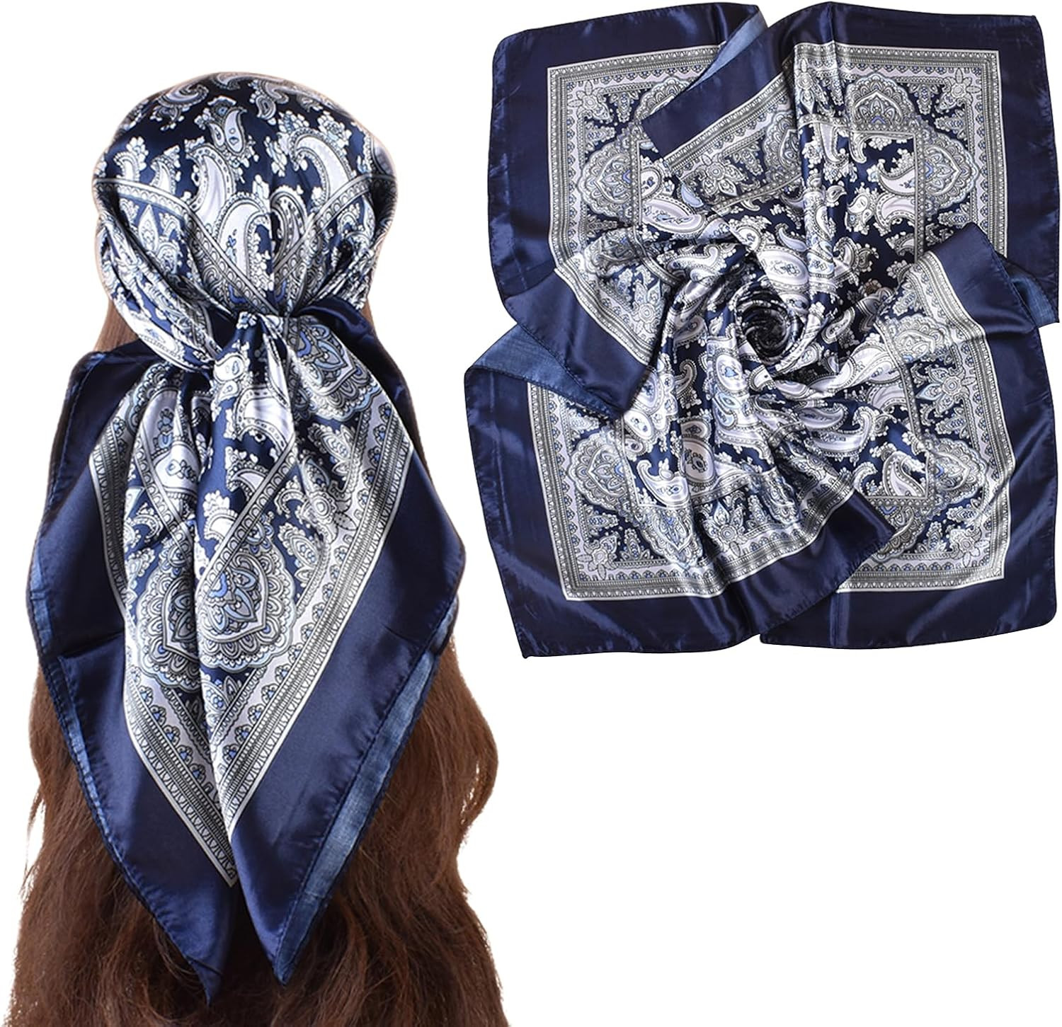 35 Inches Silk Head Scarf-Satin Hair Scarves Silk Bandana Scarf Headscarf for Women's Fashion Scarves | Amazon (US)