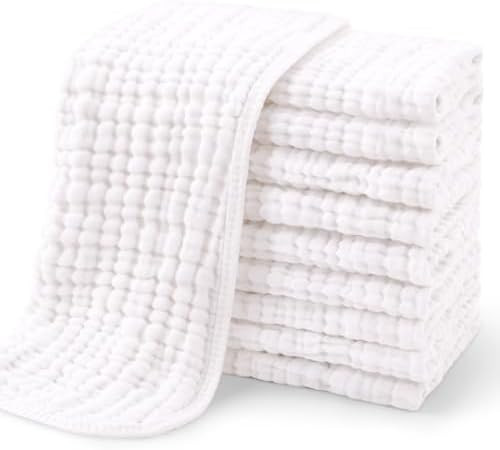 Yoofoss Muslin Burp Cloths for Baby 10 Pack 100% Organic Cotton Baby Washcloths for Boys Girls La... | Amazon (US)