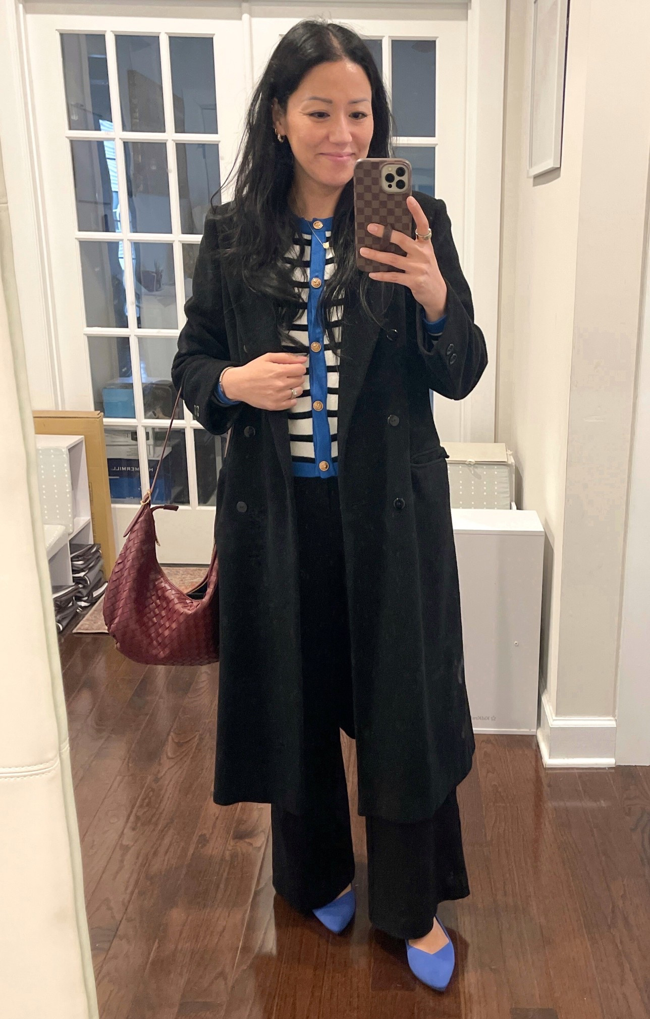 Size small sweater 
Coat is thrifted
Size 0 pants
Sized up 1/2 in Rothy’s 



#LTKgrwm #LTKOver40 #LTKootd