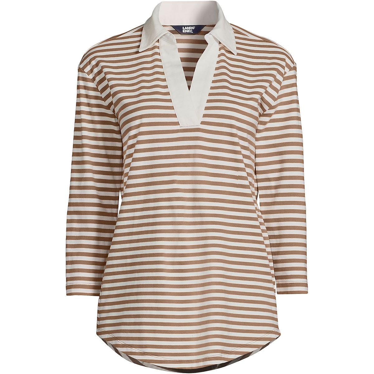 Women's 3/4 Sleeve Super T Collared Popover Tunic | Lands' End (US)